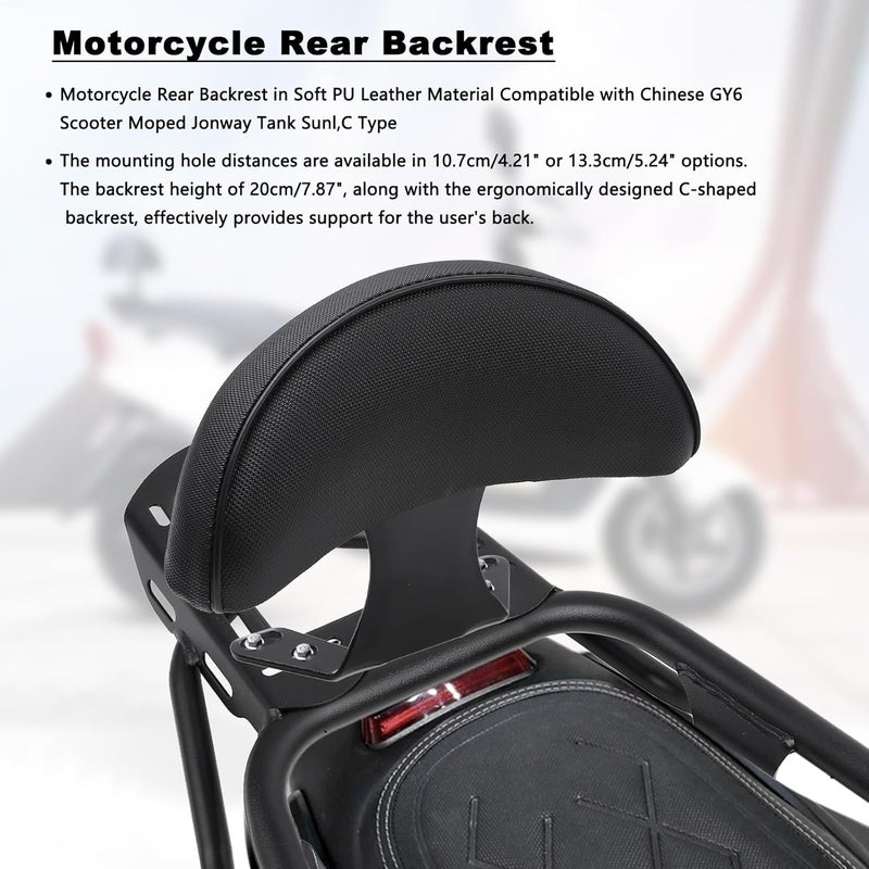 Minho Motorcycle Rear Backrest in Soft PU Leather Material Compatible with Chinese GY6 Scooter Moped Jonway Tank Sunl,C Type - Image 5